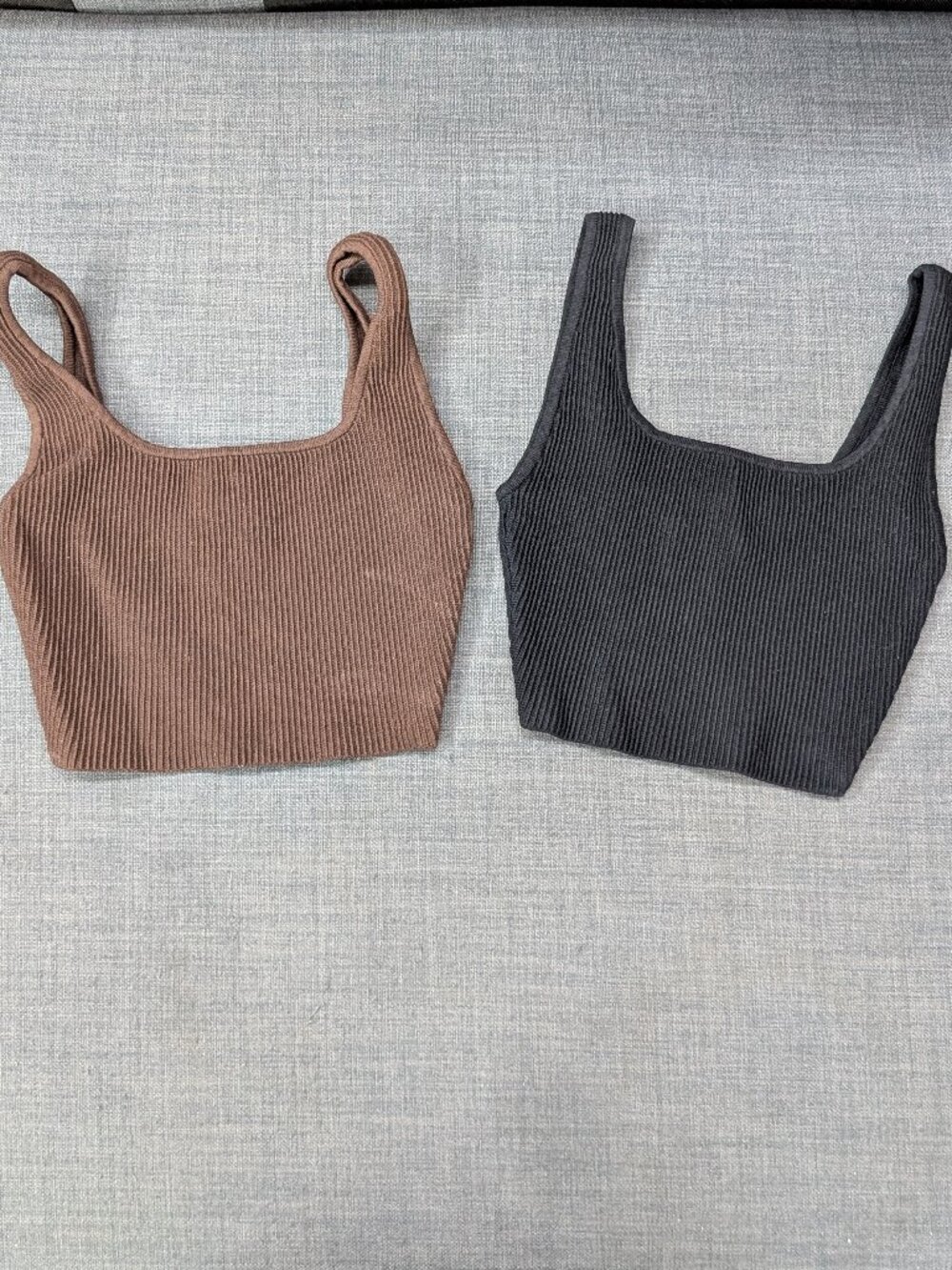 Aritzia Babaton Sculpt Knit Bustier Tank Crop Top Black & Brown - Size XS